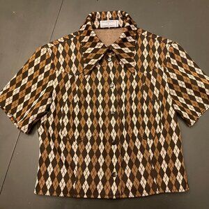 Vintage Alberta Ferretti argyle collared shirt